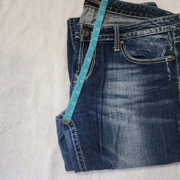 Women's Rerock EXPRESS Barely Boot Y2K Flare Western Low Rise Jeans NWOT Sz 12R - Picture 9 of 13